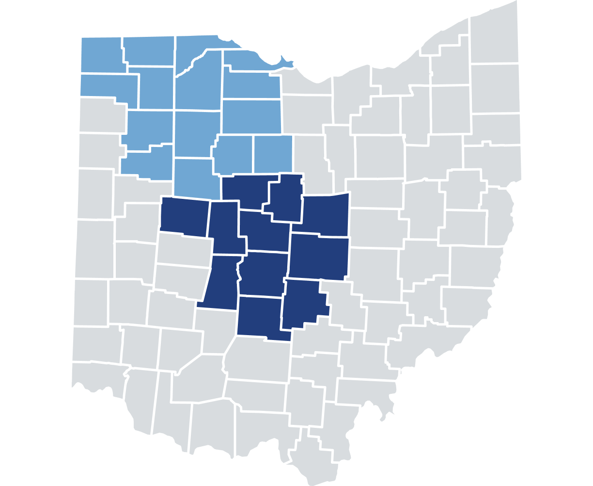 Map of Ohio counties